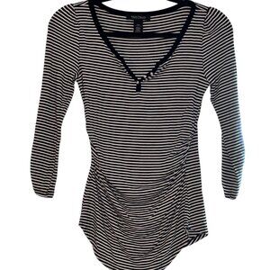 White House Black Market Black and White Striped Top